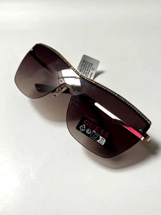 New GUESS Rimless Cat Eye Sunglasses GO00079 Rhinestones Metal Brown Lens main image 5